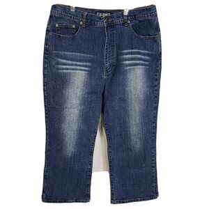 Hi Jeans Jean Power Women's Denim Capris Waist 32 In High Rise Blue Dark Wash